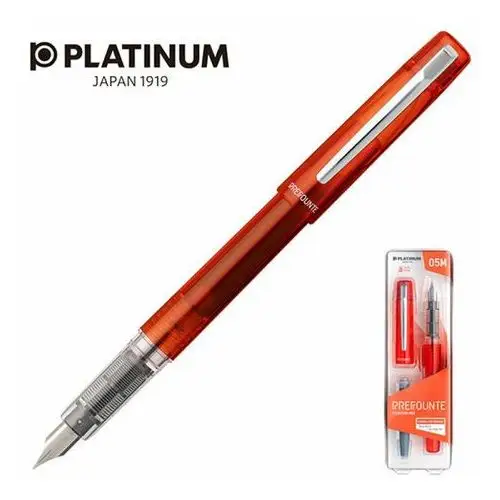 Pióro wieczne platinum prefounte vermilion orange, m, w plastikowym opakowaniu, na blistrze, pomarańczowe