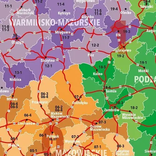 Polska Mapa Ścienna Kody Pocztowe - Praca Zbiorowa, 7871
