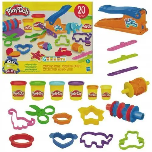 Play-doh Ciastolina Zestaw Narzędzi Fun Factory F8117 20 Akcesoriów 6 Tub