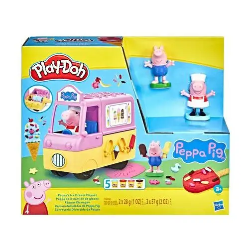 Play Doh Zestaw z ciastoliną świnki Peppy: samochód z lodami, z 2 figurkami