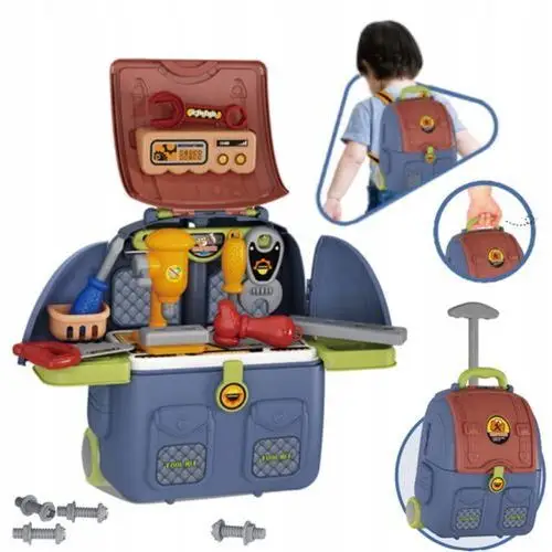 Plecak warsztat 4w1 dla dzieci duży zestaw majsterkowicza z narzędziami