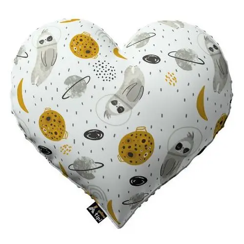 Poduszka Heart of Love z minky, biało-szara, 45x15x45cm, Magic Collection