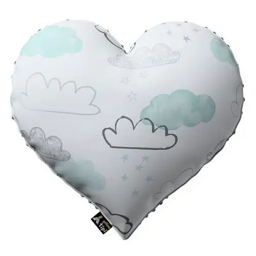 Poduszka Heart of Love z minky, ecru-niebieski, 45x15x45cm, Magic Collection