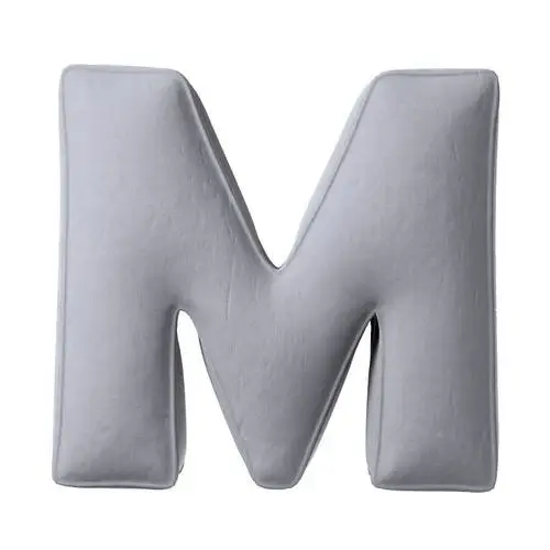 Poduszka literka M, srebrzysty szary, 35x40cm, Posh Velvet