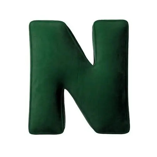 Poduszka literka N, butelkowa zieleń, 30x40cm, Posh Velvet