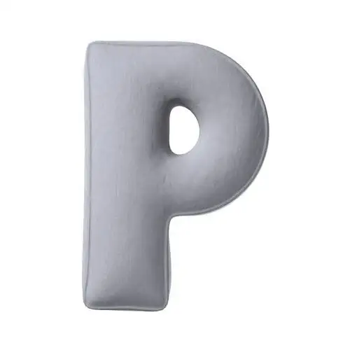Poduszka literka P, srebrzysty szary, 35x40cm, Posh Velvet