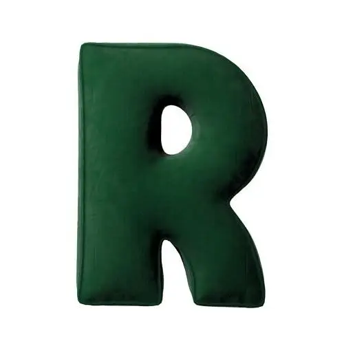 Poduszka literka R, butelkowa zieleń, 35x40cm, Posh Velvet