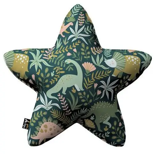 Poduszka Lucky Star, Dinozaury na zielonym tle, 52x15x52cm, Magic Collection