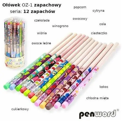Ołówek zapachowy oz-1, 12 zapachów mix kolorów p36 cena za 1szt Polsirhurt