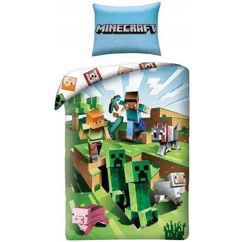 Pościel Minecraft 160x200 Gra Alex Steve Baby Pig