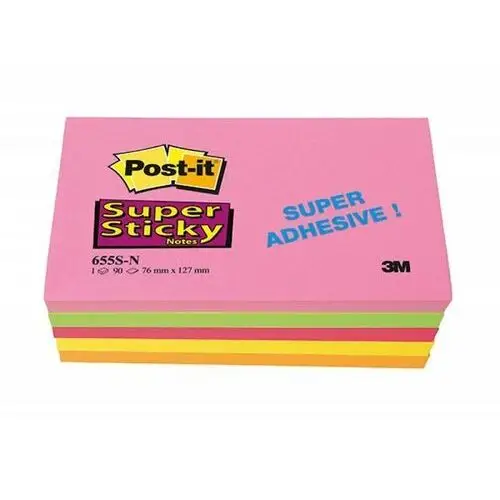 Post-it Karteczki super sticky 76 x 127 mm 5 kolorów 655s-n (5 x 90)