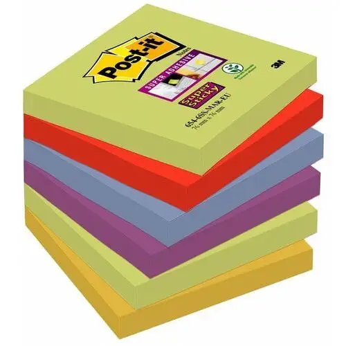 Post-it Karteczki super sticky 76 x 76 mm 654-6ss-mar mix kolorów (6 x 90)