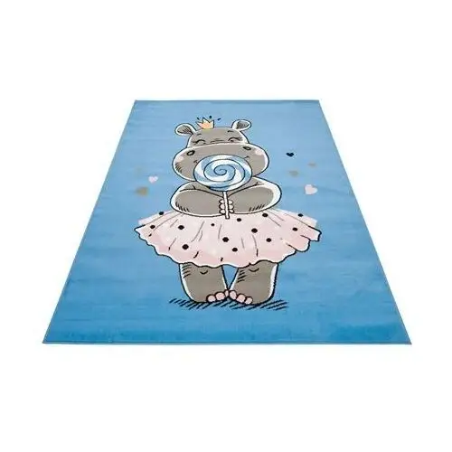 Profeos Niebieski dywan dziecięcy z hipopotamem - jomi 9x