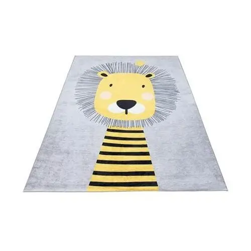 Szaro-żółty dywan dziecięcy z lwem - puso 3x Profeos