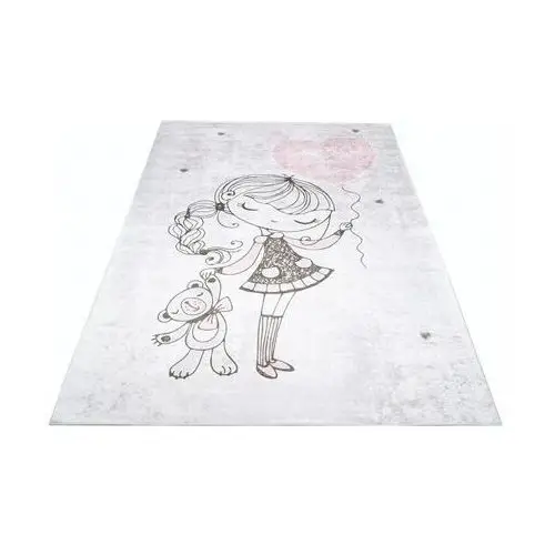 Szary dywan dziecięcy z dziewczynką z balonikiem - Feso 3X