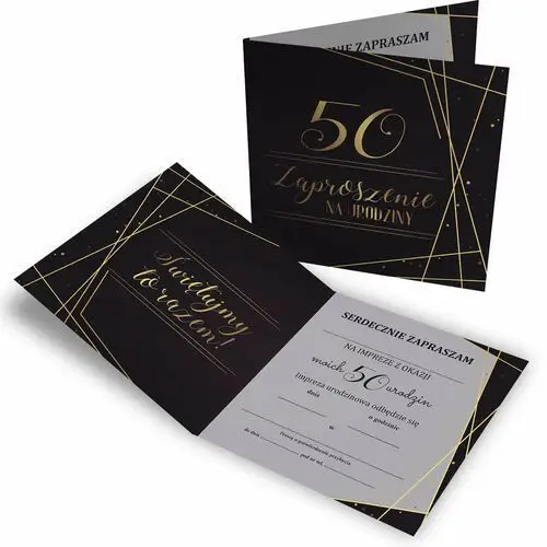 Zaproszenie Na Urodziny 50 Czarno Złote Z2