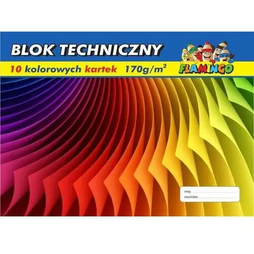 Blok techniczny A3, kolorowe kartki, 10 kartek 170 g