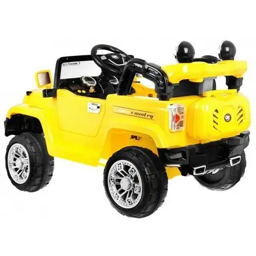 Autko terenowe JJ na akumulator dla dzieci Żółty + Pilot + Schowek + Światła + Audio, kolor żółty 3