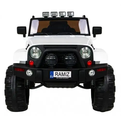 Auto na akumulator all terrain dla dzieci biały terenówka typu jeep + pilot + światła dźwięki Ramiz 3