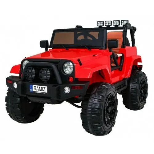 Ramiz Auto na akumulator all terrain dla dzieci czerwony terenówka typu jeep + pilot + światła dźwięki