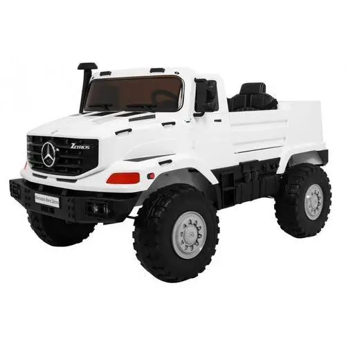 Auto na akumulator Mercedes-Benz Zetros dla dzieci Biały + 2-osobowy + Bagażnik + Pilot, kolor biały
