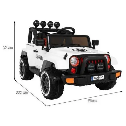 Auto Terenowe Full Time 4WD dla dzieci Biały + Napęd 4x4 + Pilot + Audio LED + Schowek 2