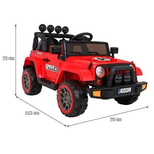 Auto Terenowe Full Time 4WD dla dzieci Czerwony + Napęd 4x4 + Pilot + Audio LED + Schowek, kolor czerwony 2