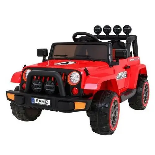 Auto Terenowe Full Time 4WD dla dzieci Czerwony + Napęd 4x4 + Pilot + Audio LED + Schowek, kolor czerwony