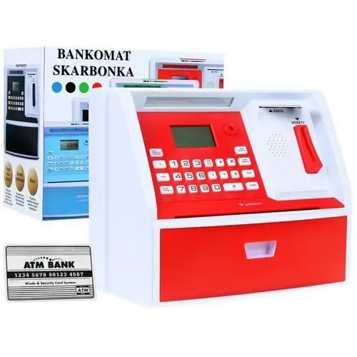 Ramiz Bankomat z kartą skarbonka dla dzieci 3+ czerwony interaktywne funkcje + tryb oszczędzania