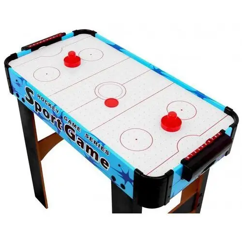 Ramiz Cymbergaj dla dzieci air hockey niebieski + stół z płyty mdf + dmuchawy powietrzne + grzybki krążki 5