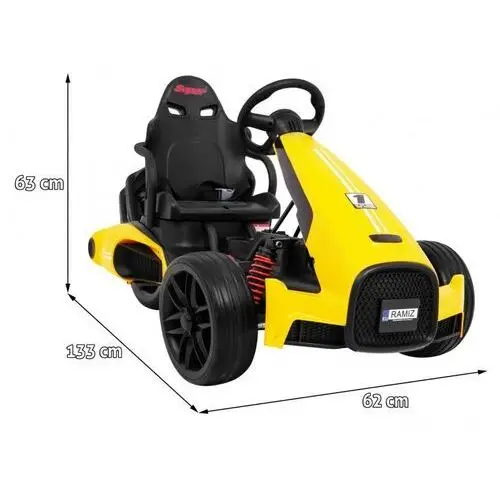 Gokart na akumulator Bolid XR-1 dla dzieci Żółty + Regulowana kierownica + Profilowane siedzenie 2
