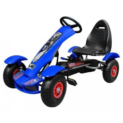 Gokart na pedały racing xl dla dzieci 3+ niebieski + pompowane koła + regulacja fotela + wolny bieg Ramiz