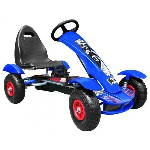 Gokart na pedały racing xl dla dzieci 3+ niebieski + pompowane koła + regulacja fotela + wolny bieg Ramiz 3