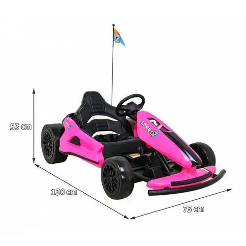 Ramiz Gokart speed 7 drift king na akumulator dla dzieci różowy + funkcja driftu + sportowe siedzenie + 2 prędkości + eva 2