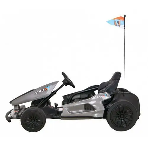 Gokart speed 7 drift king na akumulator dla dzieci szary + funkcja driftu + sportowe siedzenie + 2 prędkości + eva Ramiz 4
