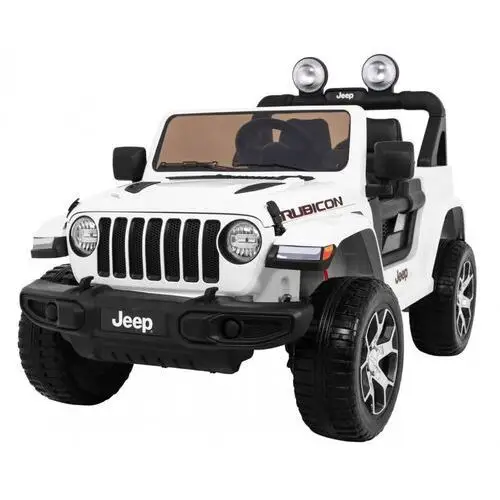 Jeep Wrangler Rubicon na akumulator dla dzieci Biały + Pilot + Radio MP3 LED + Koła EVA, kolor biały