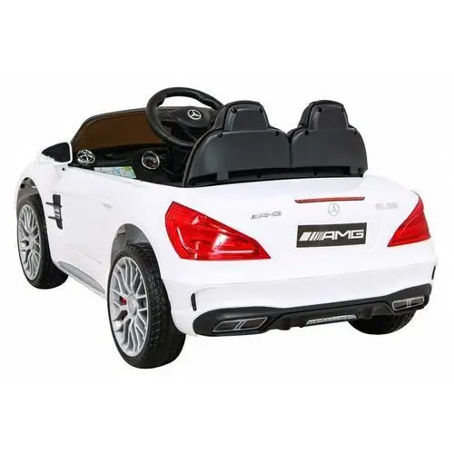 Mercedes benz amg sl65 s elektryczny dla dzieci biały + pilot + audio led + ekoskóra + eva + wolny start Ramiz 5