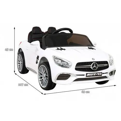 Mercedes benz amg sl65 s elektryczny dla dzieci biały + pilot + audio led + ekoskóra + eva + wolny start Ramiz 2