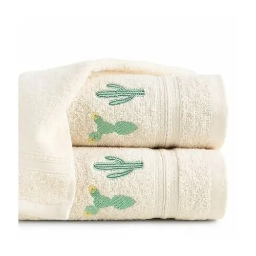 Ręcznik BABY dla dzieci z naszywaną aplikacją z kaktusami 30 x 50 cm kremowy