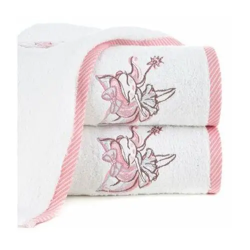 Ręcznik z bawełny BABY dla dzieci z naszywaną aplikacją z wróżką 50 x 90 cm biały