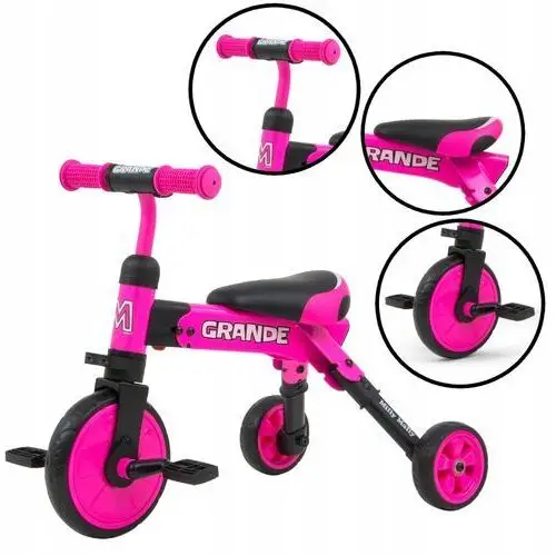 Rowerek trójkołowy biegowy dla dzieci 2w1 Grande Milly Mally różowy