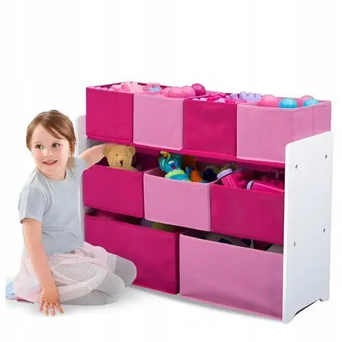 Różowy Regał Organizer Na Zabawki Dla Dzieci Pudełka Pojemniki Półka XL