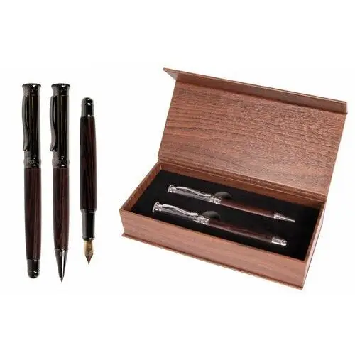 Sadpex , zestaw długopis automatyczny, pióro wieczne, etui impressive cresco, ciemne, 850022
