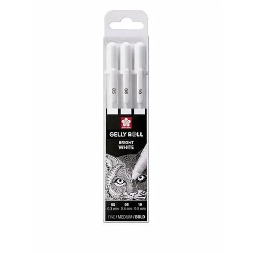 Długopisy żelowe Sakura Gelly Roll, 3 sztuki (05 08 10), białe