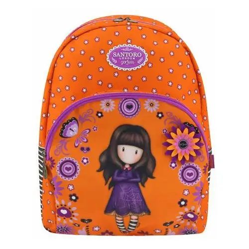 Plecak szkolny dla dziewczynki pomarańczowy Santoro London Gorjuss wielokomorowy