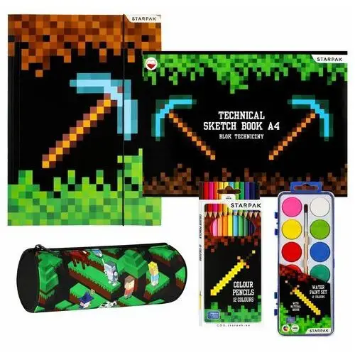 Pixel Game Zestaw przyborów szkolnych, przybory plastyczne dla chłopca Uniwersalny