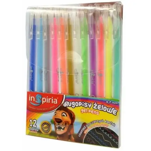 Długopisy żelowe kolorowe 12 kol. Inspiria 8458