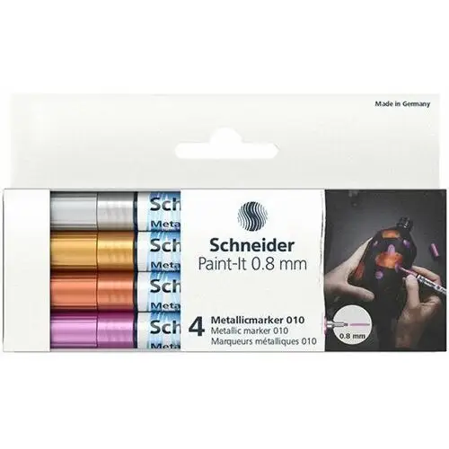 Schneider, marker akrylowy paint-it metalli, 4 sztuki, srebrny, złoty, miedziany, fioletowy
