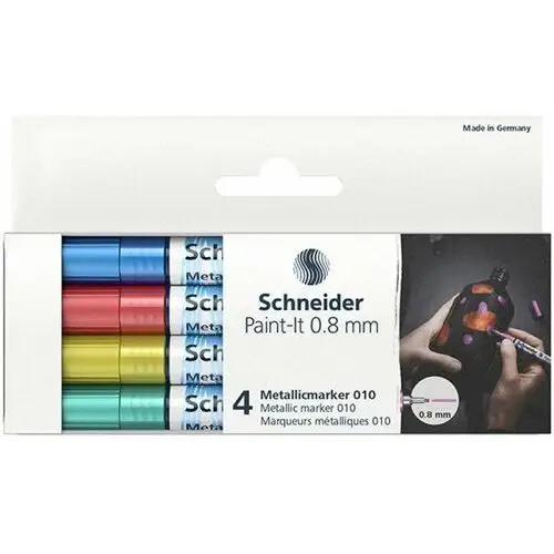 Schneider , marker akrylowy paint-it metallic, 4 sztuki, niebieski, czerowny, żółty, zielony