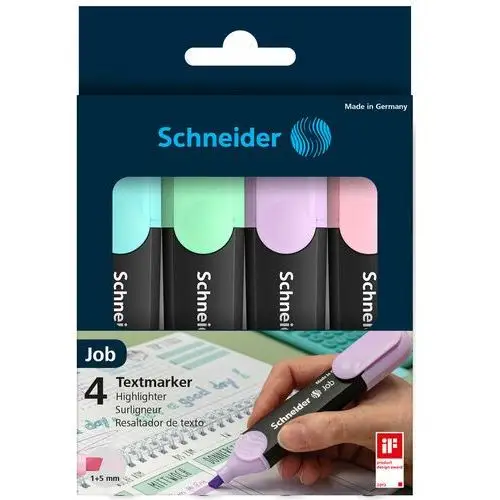 Schneider Zakreślacze job pastel, 1-5mm (linia), 4 sztuki